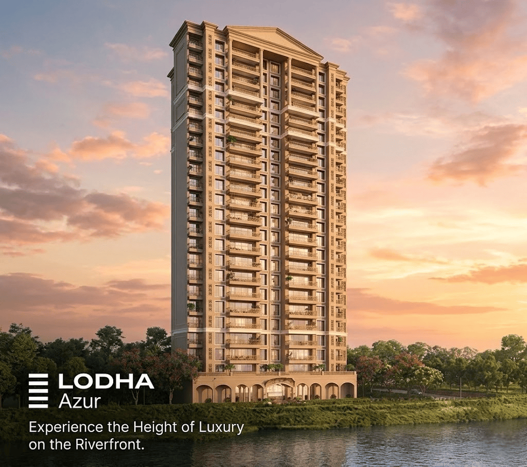Lodha Azur luxury riverfront high-rise apartments exterior.
