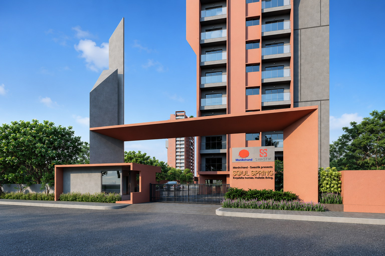 Soul Spring HSR Layout Bangalore luxury apartment entrance with modern architecture and landscaped surroundings